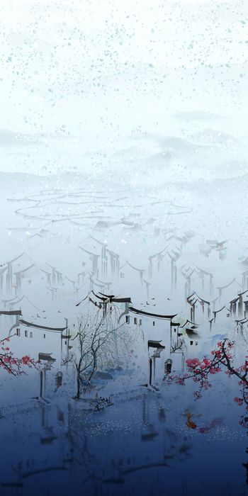 山水画印花华亿平台图片