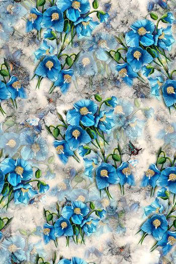 水墨花卉印花华亿平台图片