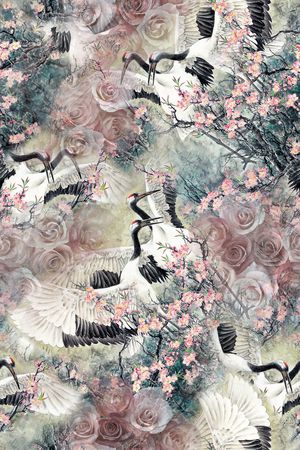 仙鹤印花华亿平台图片