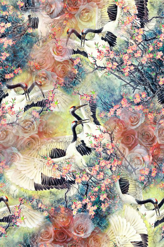 仙鹤印花华亿平台图片