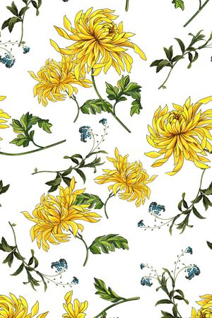 纯手绘黄色波斯菊花印花华亿平台图片