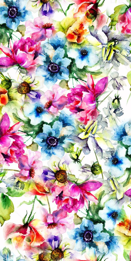 水彩花印花华亿平台图片