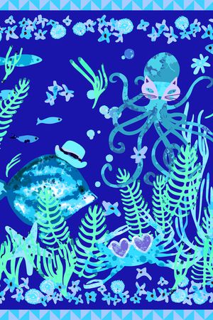 热带鱼印花华亿平台图片