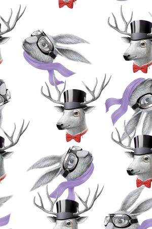 动物鹿几何纹理数码印花印花华亿平台图片