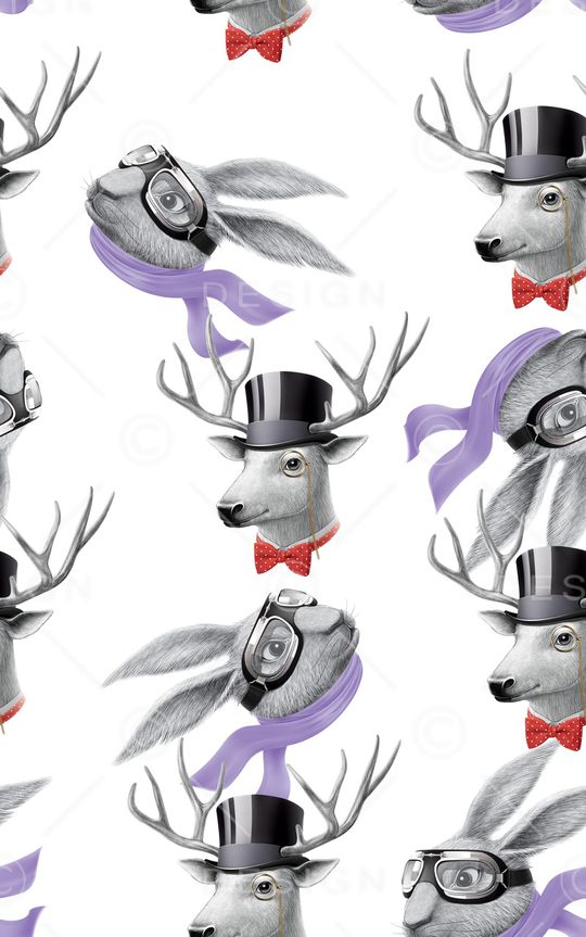 动物鹿几何纹理数码印花印花华亿平台图片