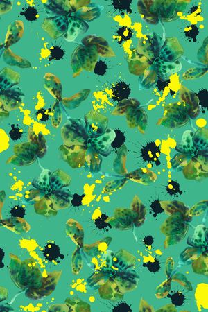 水彩花卉印花华亿平台图片