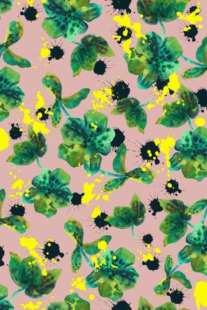 水彩花卉印花华亿平台图片