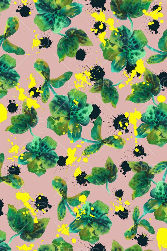 水彩花卉印花华亿平台图片