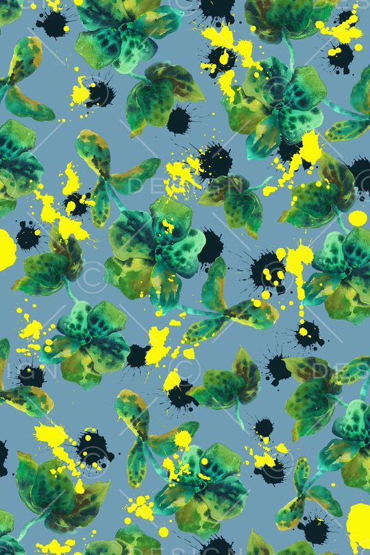 水彩花卉印花华亿平台图片