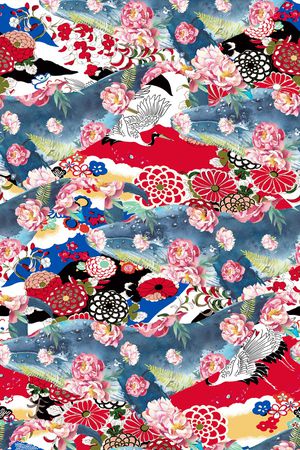 日式花卉印花华亿平台图片