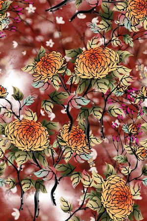 菊花印花华亿平台图片