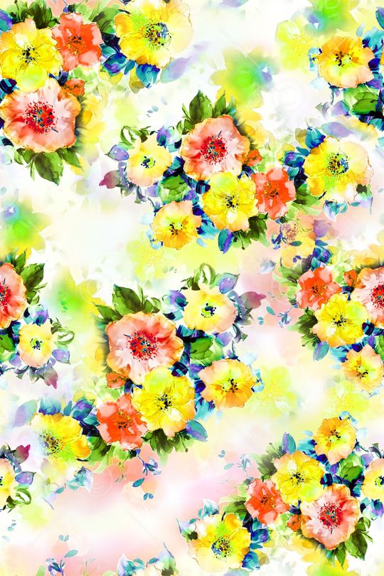 手绘花卉印花华亿平台图片