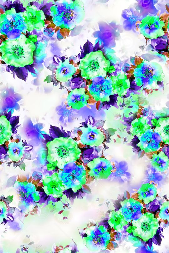 手绘花卉印花华亿平台图片