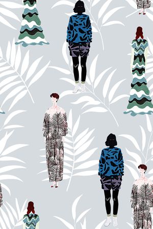 抽象手绘水彩画趣味人物纹理数码印花印花华亿平台图片