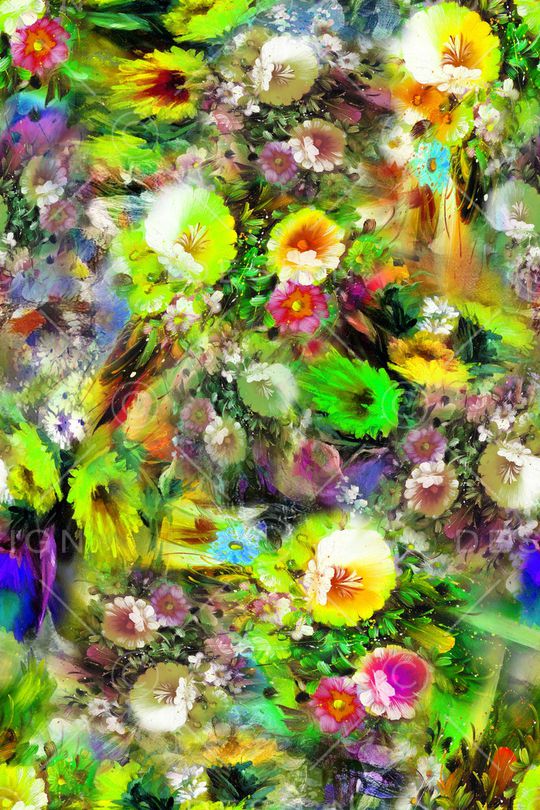 手绘花卉印花华亿平台图片