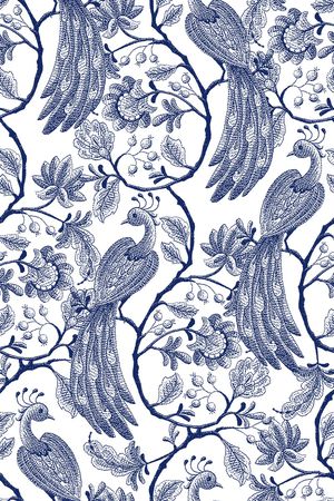 孔雀鸟印花华亿平台图片