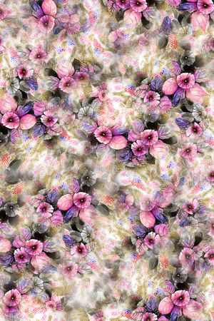 手绘花卉印花华亿平台图片