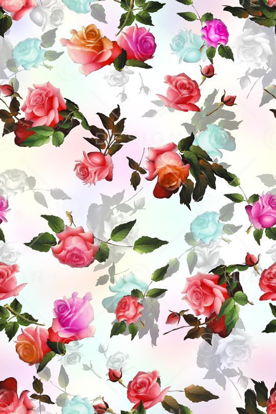 手绘花卉印花华亿平台图片