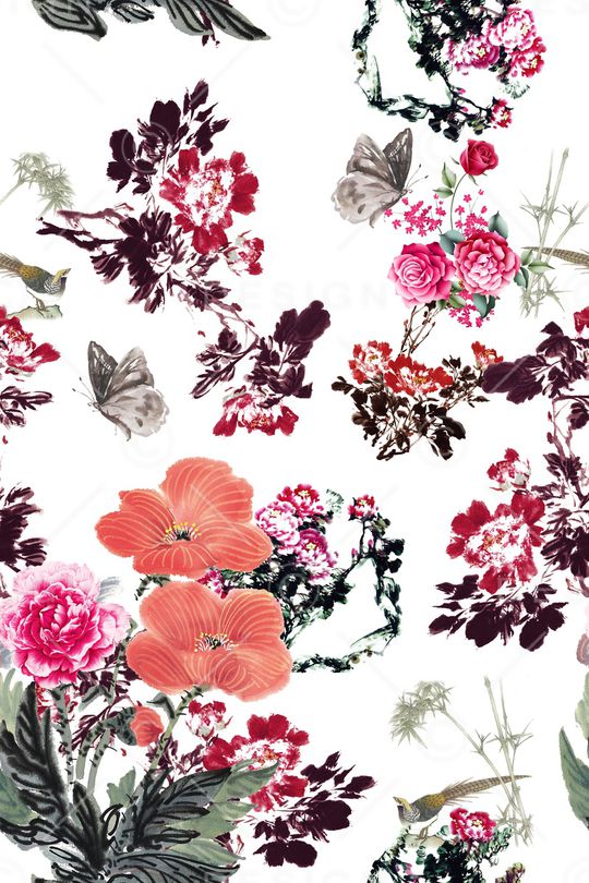 蝴蝶印花华亿平台图片