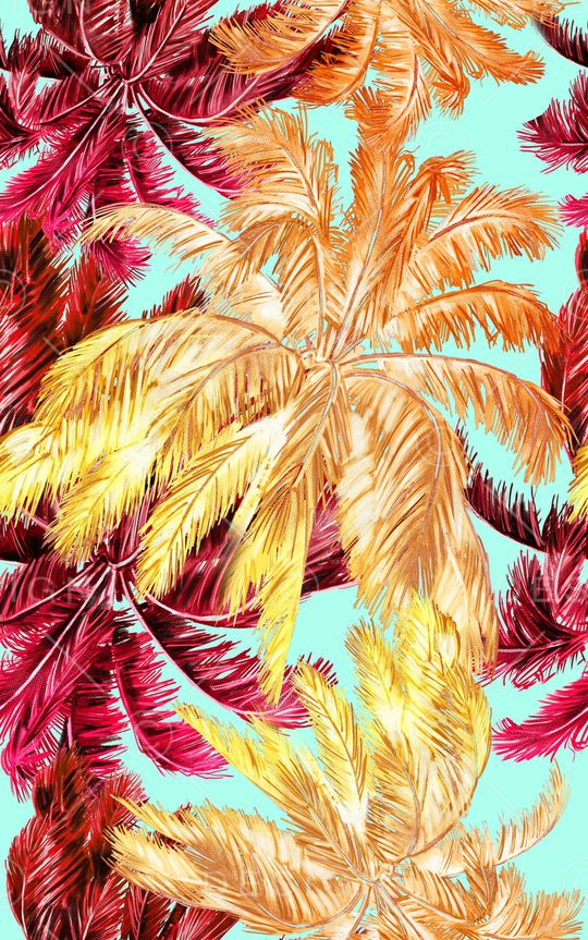 椰子树印花华亿平台图片