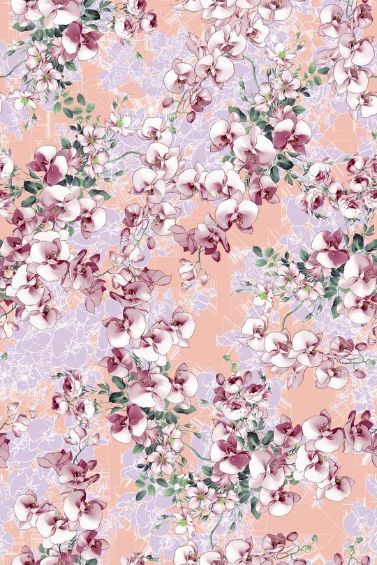 勾线花卉印花华亿平台图片