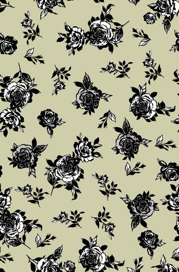 822574-手绘 抽象 实色传统 玫瑰 花朵 