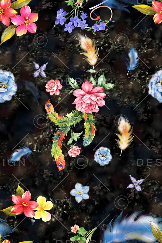 羽毛印花华亿平台图片