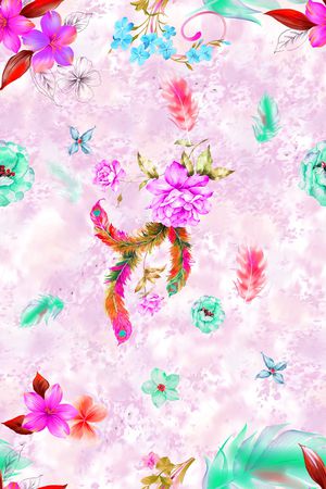 羽毛印花华亿平台图片