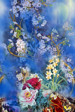 花卉印花华亿平台图片