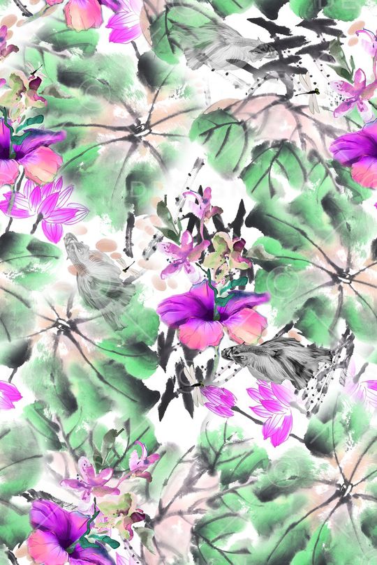 荷花印花华亿平台图片