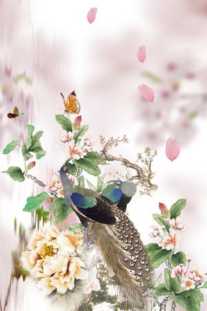 孔雀印花华亿平台图片