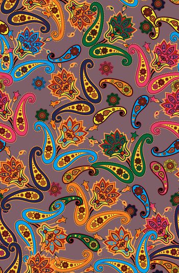 824389-手绘 抽象 传统实色 佩斯利 腰果