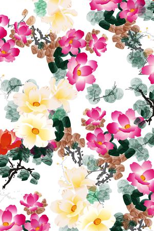水彩花卉印花华亿平台图片