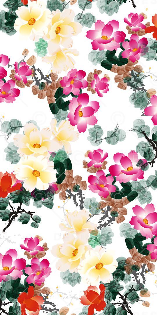 水彩花卉印花华亿平台图片