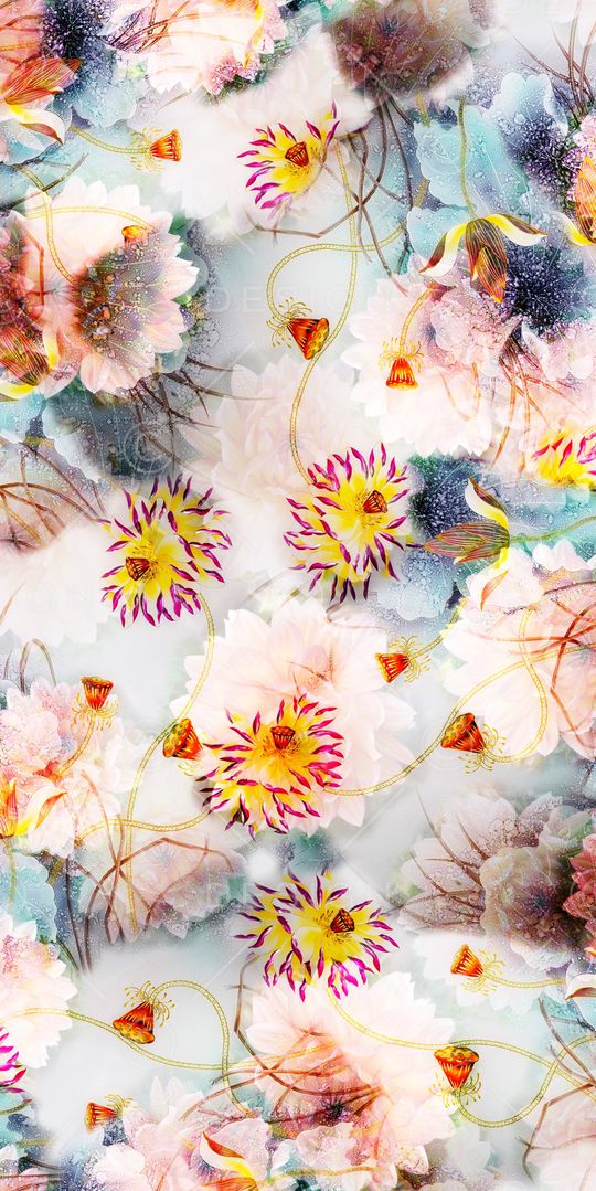 水彩花卉印花华亿平台图片