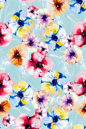 水彩画印花华亿平台图片