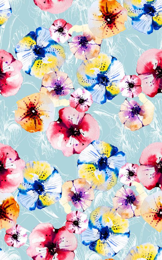 水彩画印花华亿平台图片