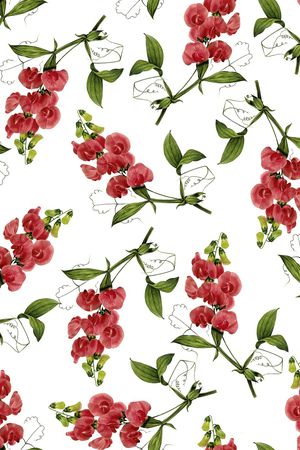 复古手绘蝴蝶兰印花华亿平台图片