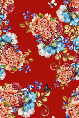 牡丹花印花华亿平台图片