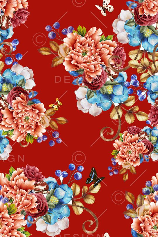 牡丹花印花华亿平台图片