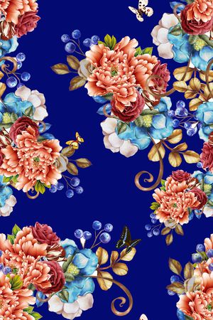 牡丹花印花华亿平台图片