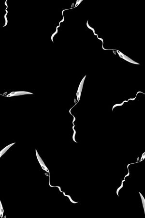 抽象手绘几何人物头像印花印花华亿平台图片