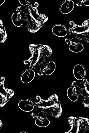 抽象手绘几何骷髅头自行车印花印花华亿平台图片