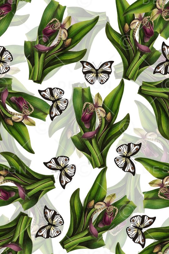 手绘蝴蝶印花华亿平台图片