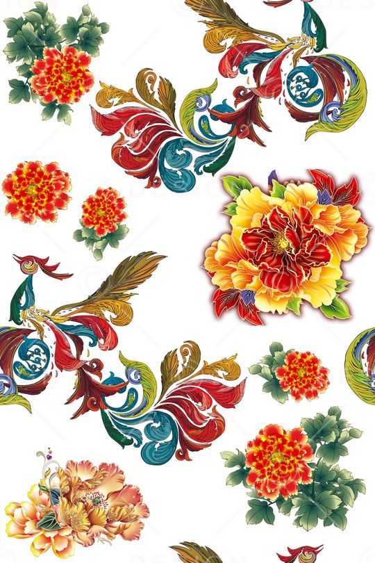 牡丹印花华亿平台图片