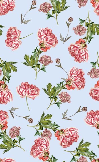 827740-复古手绘郁金香，花卉，花朵