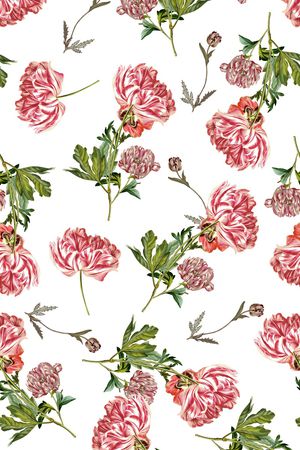 复古手绘郁金香花卉印花华亿平台图片