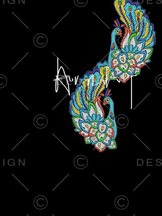 刺绣孔雀印花华亿平台图片