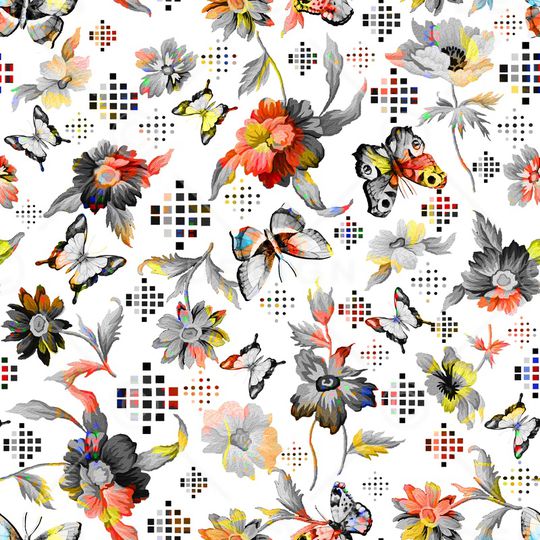 蝴蝶印花华亿平台图片