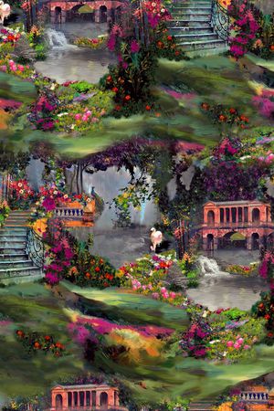 山水画印花华亿平台图片